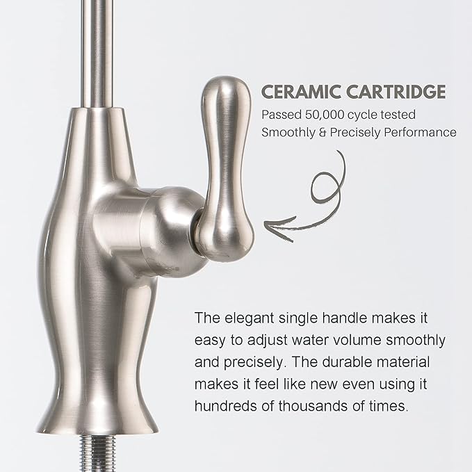 Brushed Nickel Reverse Osmosis Faucet, NSF Certified, Non‑Air Gap for Under Sink Water Filtration System, RO System Drinking Water Faucet, FLR-575BN