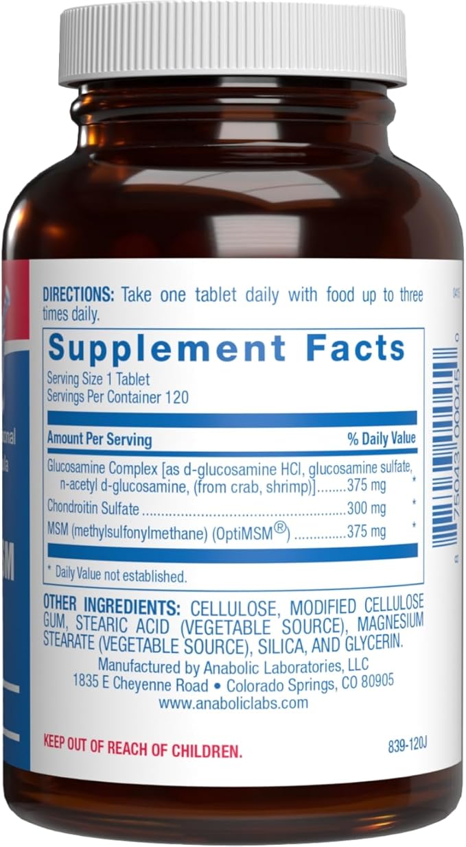 High Absorption Glucosamine Chondroitin MSM - Clinical Formula Bone Joint Tendon and Ligament Supplement with MSM Glucosamine Chondroitin - Non-GMO Gluten Free & Made in The USA - 120 Servings