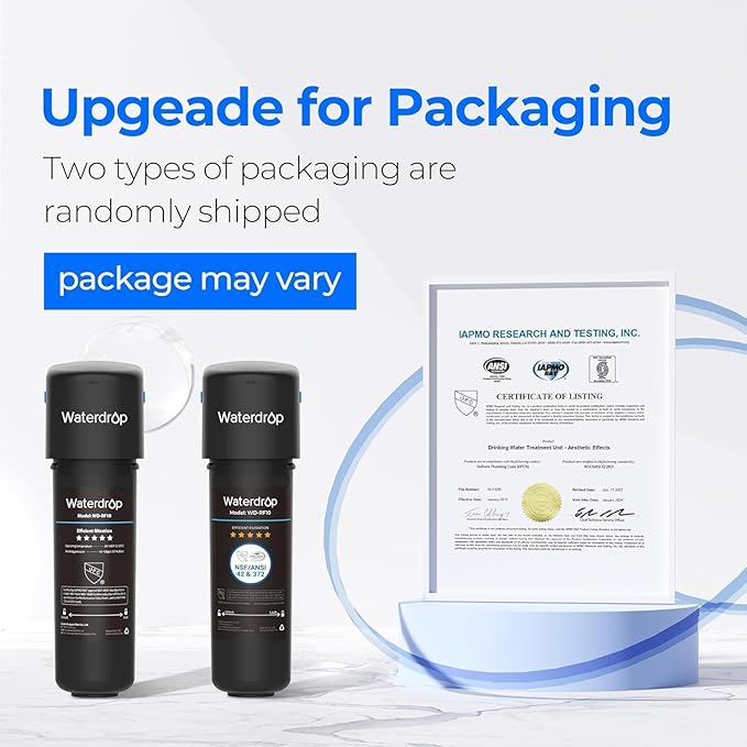 Waterdrop 10UB Under Sink Water Filter, Reduces PFAS, PFOA/PFOS, Lead, Chlorine, Bad Taste, NSF/ANSI 42 Certified, 8K Gallons, Easy Installation