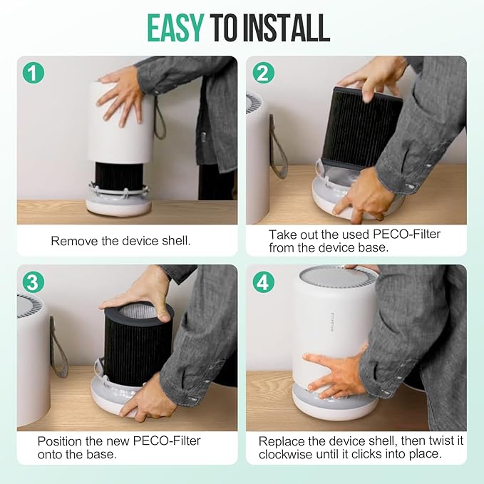 3 Pack Air Mini Replacement Filters Compatible with MolekuleAir Mini & Air Mini+ Air Purifiers, 3-in-1 High-Efficiency True HEPA Replacement Filter (Black, 3 Pack Replacement Filters)