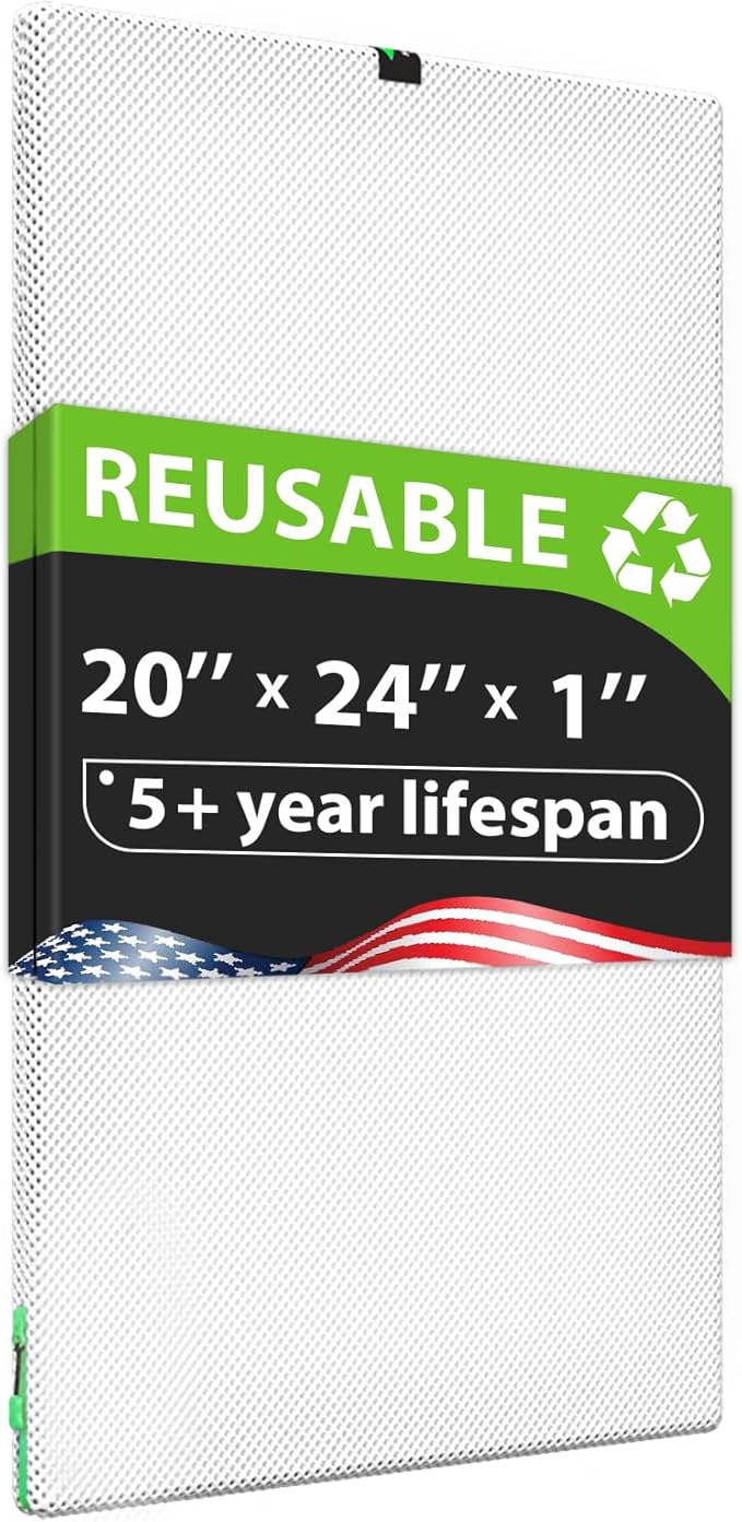 20x24x1 Air filter, Washable and Reusable Air Filter 20x24x1 for AC HVAC Furnace, MERV 8 Air Filters Machine Washable & Dryer Friendly, AC Furnace Air Filter