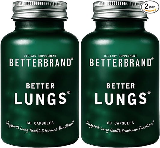 Betterbrand BetterLungs Daily Respiratory Health Supplement (60 Capsules) | with Vitamin D, Elderberry, Ginseng, Mullein, and Reishi Mushroom | for Lung Health and Allergy Relief (Pack of 2)