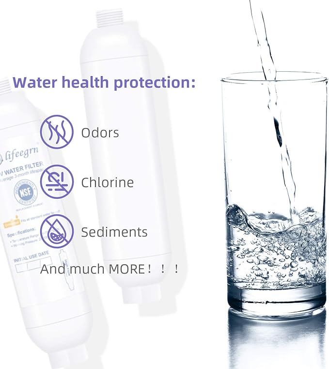 lifeegrn RV Water Filter with Hose Protector, Inline Water Filter, Reduces Bad Taste, Odors, Chlorine and Sediment in Drinking Water, White(2 Packs)