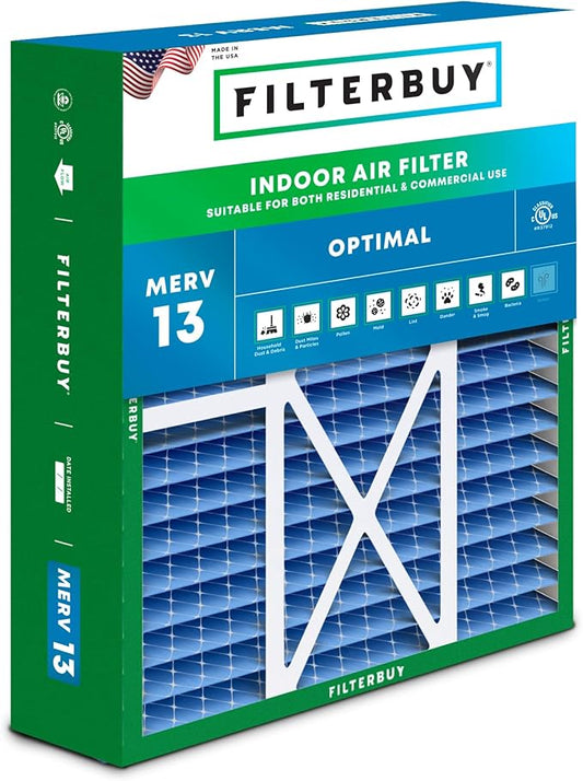 Filterbuy 20x22x5 Air Filter MERV 13 Optimal Defense (1-Pack), Pleated HVAC AC Furnace Air Filters Replacement for Amana, Goodman, Nordyne, & Five Seasons (Actual Size: 19.50 x 21.94 x 5.25 Inches)