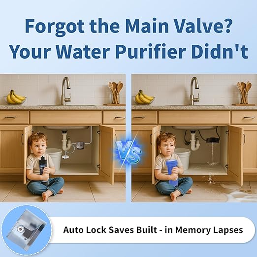 Under Sink Water Filter System,10000 Gallon &14 H Saves Space,Flow Under Counter Water Filter Direct Connect to Kitchen Faucet,Reduces Chlorine,Lead, Bad Taste & Odor (Black-Q1-10000 GAL)