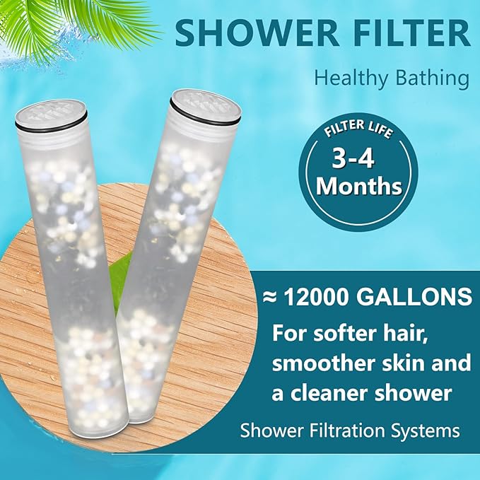 Shower Filter compatible with MakeFit SSJ781/DSSJ781/ DSSJ781-01& HOPOPRO HSF-002 Shower Head Filter Replacement (15 Stage Filters),for Hard Water - Filters Chlorine -4 Pack