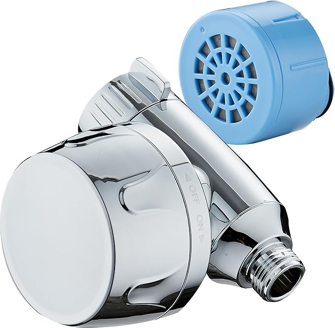 AquaCare Skin & Hair - World's Most Advanced Shower Filter for Fixed or Handheld Shower Heads with ON/OFF Filtration Modes, Instant Cartridge Reload & Stay-Clean Enriched KDF Cartridge/Chrome Finish