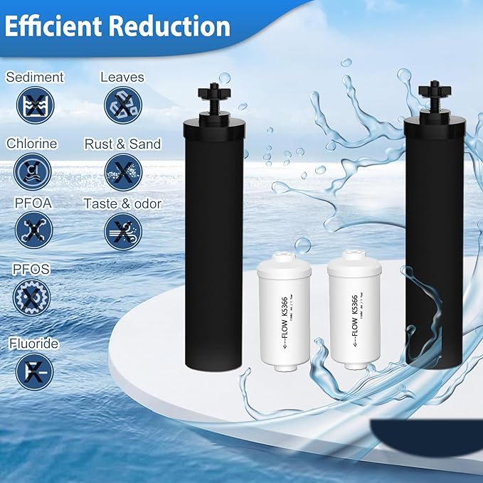 Gravity Water Filters for Berkey Water Filter Replacement, Replacement for BB9-2® Black Filter & for PF-2® Fluoride Filters Combo Packs, Compatible with Berkey® Gravity Water Filter System, (NSF 42)
