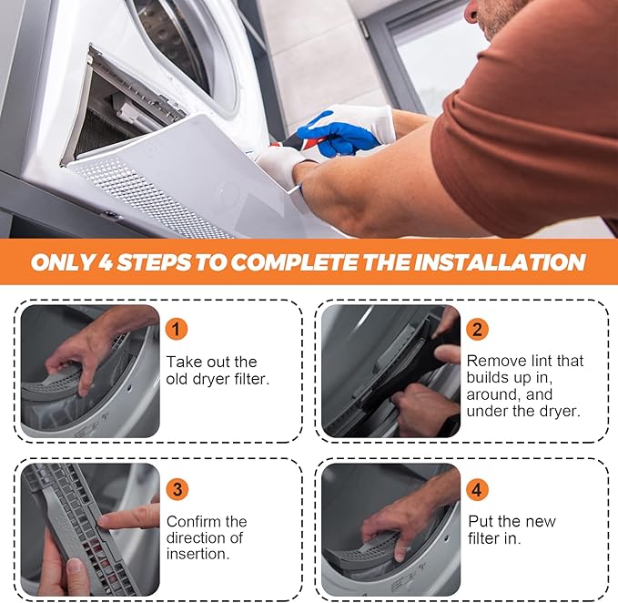 2025 Upgraded DC61-02595A Dryer Lint Filter Case Screen by Beaquicy - Replacement for samsung Dryer - Replaces 2069505, AP4578777, PS4206799, Polyester Vinyl Standard Size Dryer Lint Screen