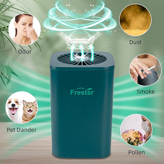 Desktop Air Purifier with HEPA Filter for Office Bedroom Bathroom, Small USB Air Purifiers, Super Quiet Powered by USB No Adapter(Green)