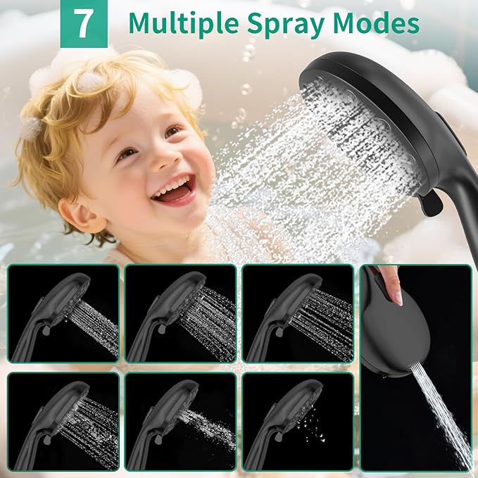 10" Filtered Rain Shower Head with Handheld Spray Combo, High Pressure Shower Head and Handle Set with Filter, Dual Shower Head with Extra Long Hose and Adjustable Extension Arm (Black)