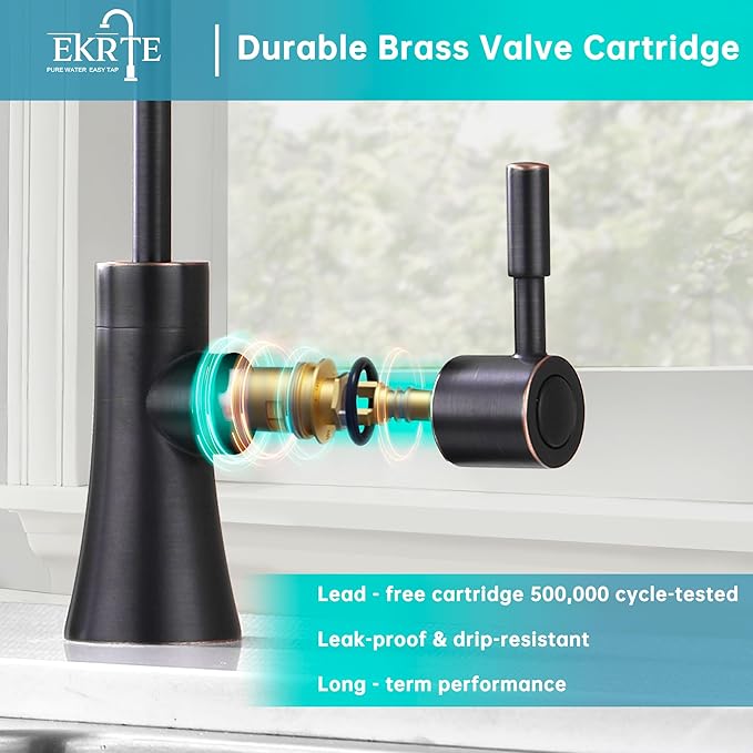 EKRTE Bronze Water Filter Faucet,Commercial Everse Osmosis Faucet for Under Sink, Brass Drinking Water Purifier Faucet, Oil Rubbed Bronze