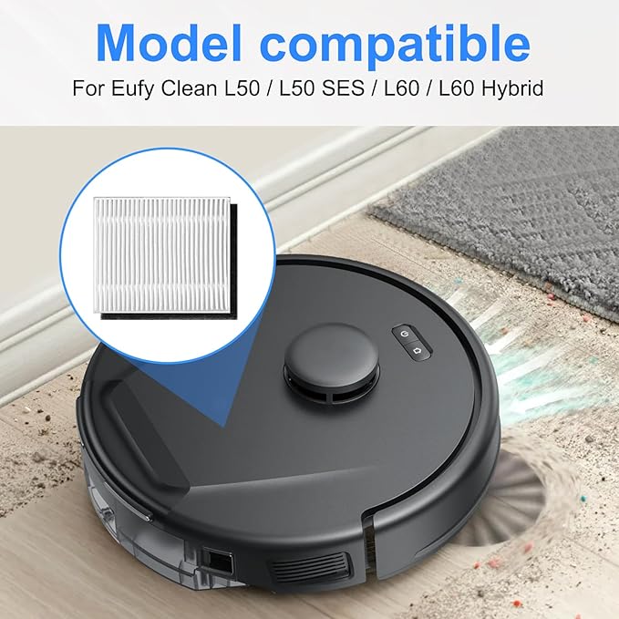 6 Pack Hepa Filters for Eufy Clean L50 / L50 SES / L60 / L60 Hybrid Robot Vacuum Cleaner Washable Accessories