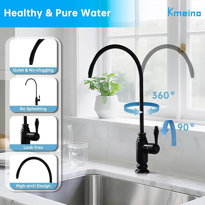 Oil Rubbed Bronze Water Drinking Faucet Water Filter Faucet Fits Most RO Units or Water Filtration System Brass Body Sink Water Filtration Faucet