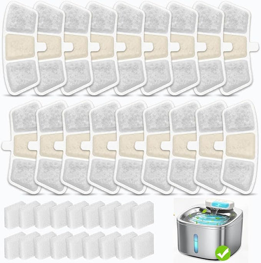 18 Pack PW04 3.5L Wireless Pet Fountain Filters for Hard Water, Reduces Limescale & Bad Taste, Compatible with Oneisall Cat Water Fountain Dispenser, Long Lasting Replacement Filter