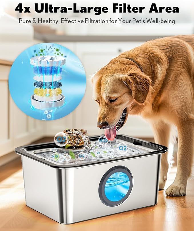 Replacement Filters for Dog Water Fountain, High-Efficiency Safer Cleaner Replacement Water Filters, Lasts Two Months, Large Vertical Filtration for Fresh Healthy Water