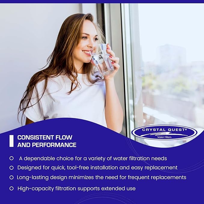 Crystal Quest Lead Water Filter Cartridge – Advanced Lead & Cyst Filtration, Durable PP Build, Steady Flow, Easy Installation, Long-Lasting Use, Fit for Crystal Quest Systems - 2-7/8" x 20"