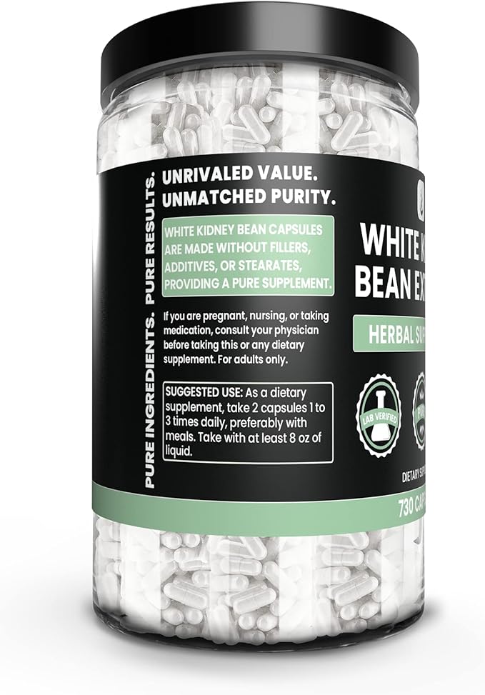 PURE ORIGINAL INGREDIENTS White Kidney Bean Extract (730 Capsules) No Magnesium Or Rice Fillers, Always Pure, Lab Verified