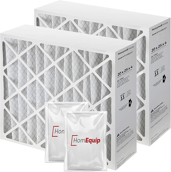 20x25x4 Furnace Filters, FC100A1037 Filter Replacement, Merv 11 Filter Media with Homequip Disposal Bag (2 Pack)