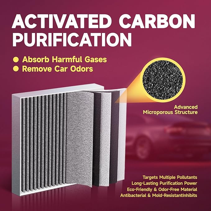 2PCS CP138 (CF10138) Cabin Air Filter with Activated Carbon Replacement for Toyota Highlander (2001-2007), Lexus IS300 (2001-2005), RX300 (1999-2003)