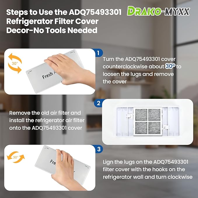 2026 Upgraded ADQ75493301 Refrigerator Air Filter Cover Replacement, Fresh Air Filter Cover, Compatible with LG Refrigerator Models, Replacement LRMVS3006S, LRMDS3006S, LRMVC2306S, LRMDC2306D