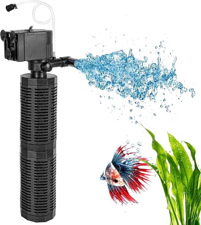 25W Aquarium Internal Filter for 75-150 Gallon Tanks, Power Biochemical Sponge Fish Turtle Tank Filter with Aeration System, Silent Submersible Filters, 317 GPH