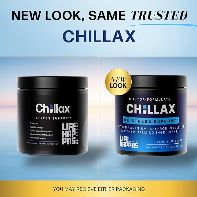 Life Happns Chillax, Calm Support Supplement, L Theanine, Magnesium, GABA and Saffron Supplements for Relaxation, Natural Mood Health Support for Adults, Calming and Relaxing, 60 Capsules