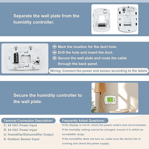 H6062A1000 Digital Humidistat/Dehumidistat Compatible with Honeywell H6062A1000 HumidiPro, Smart LCD Display Digital Humidity Control for Home and Indoor Use, OEM Quality Replacement H6062A1000/U