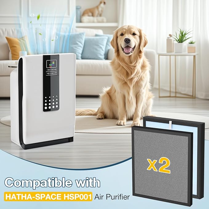 HSP001 Filter Replacement Compatible with HATHASPACE Air Purifier Filters HSP001, 4-in-2 Filtration with H13 True Hepa and Activated Carbon, 2 Pack
