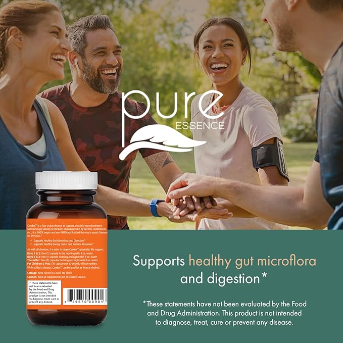 Pure Essence Candex Supplement - Yeast Overgrowth Supplement with Digestive Enzymes, Yeast Infection Probiotic Aid for Men and Women - 40 Capsules