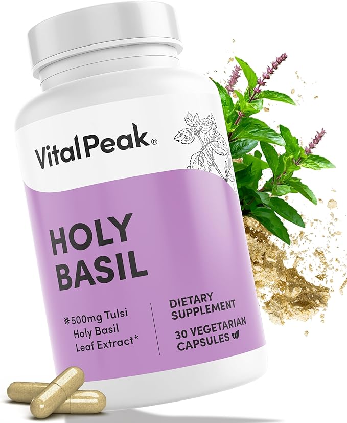 Holy Basil 500 mg - Mood & Relaxation Support - Tulsi Supplements for Women & Men - Vegan, Gluten Free, Dairy Free, Soy Free Non-GMO - 30 Capsules