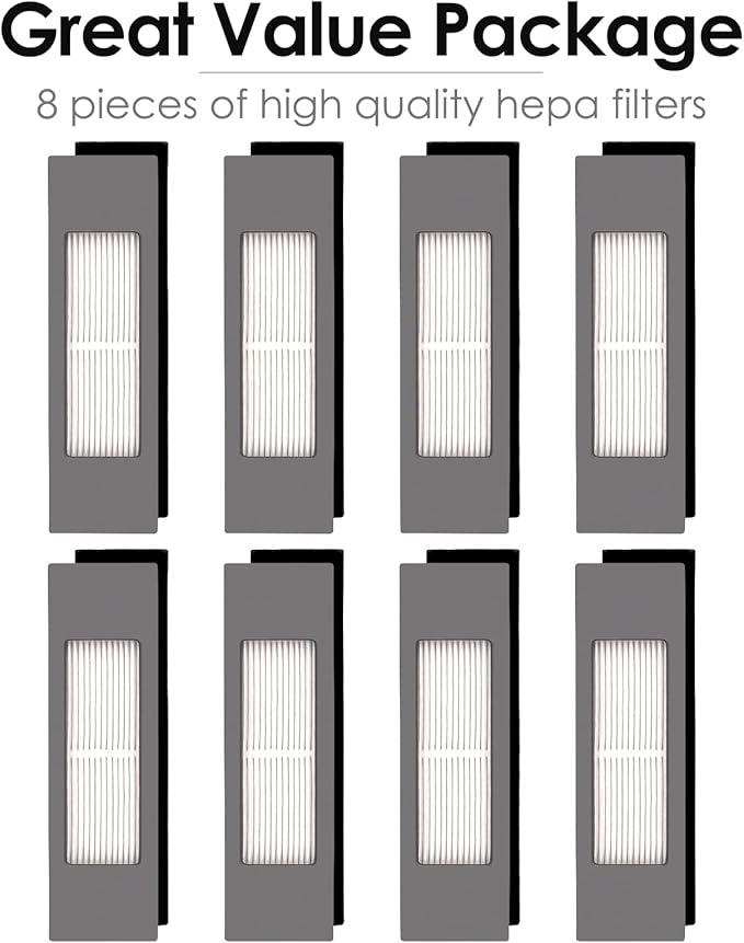 (8 Pieces) N10 HEPA Filter for Ecovacs DEEBOT OZMO N10 N10 Plus 920 950 T8 AIVI Max T9 T5 N5 N7 N8+ N8 Pro Plus DX55 DX93 DJ65 Robot Vacuum, Filters Accessories, Canister Filters