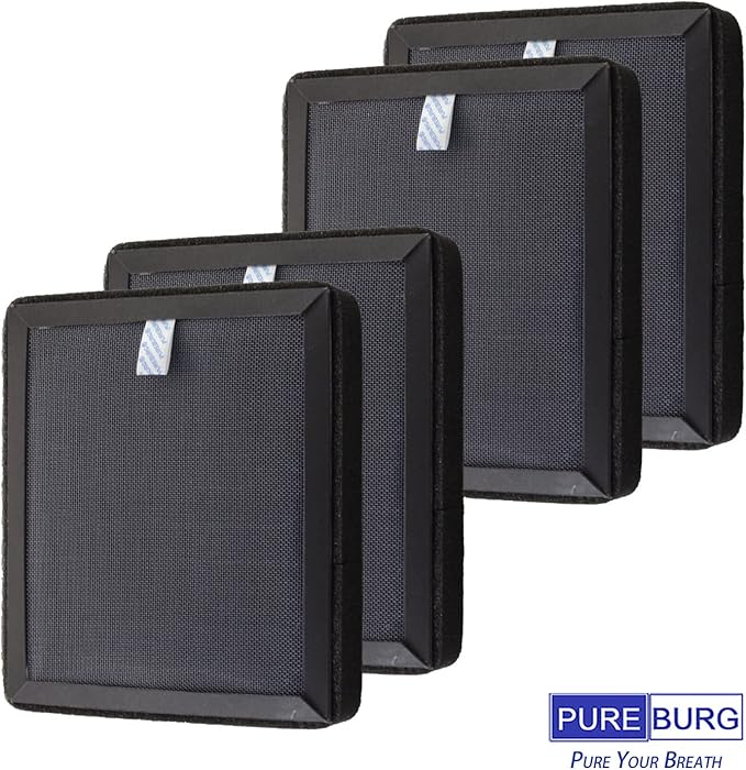 PUREBURG XP120 True HEPA Replacement Filter Set Compatible with Purafide Air XP120 Desk & Countertop Air Purifier,H13 3-Stage Filtration Activated Carbon Air Clean Dust VOCs Odor,2-Pack(4 Filters)
