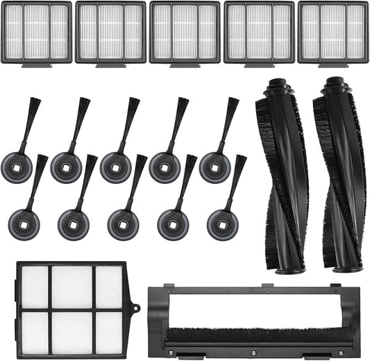 Replacement Parts for Shark ION Robot AV751 AV752 AV753 S87 R85 RV850 RV851WV robot vacuum replacement parts by Techecook - 10 Side Brushes, 5 Hepa Filter, 2 Main Brushes, 1 Filter Guard, 1 Pre-Filter