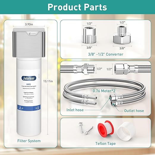 Under Sink Water Filter, NSF/ANSI 42&53 Certified, 1 Years or 10000 Gallons Ultra, Removes Heavy Metals, Chlorine,Bad Taste & Odor, Direct Connect Undersink Water Filtration System, USA Tech
