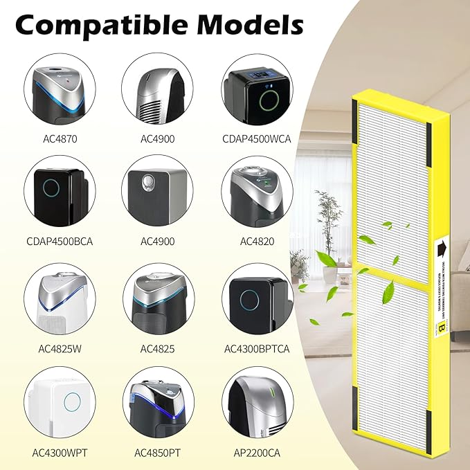 4 Pack FLT4825 HEPA Replacement Filter B ＆ LB4000 Bulb for Guardian AC4825, AC4300, AC4850, AC4800, AC4820, AC4900 Air Cleaner Purifier, 4 HEPA Filters +12 Carbon Filters+ 2 lb4000 uv Bulb