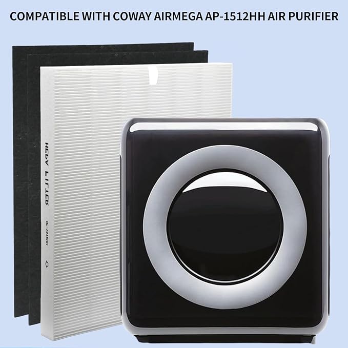 AP-1512HH Air Filter Set, Replacement Filter for Coway Airmega AP1512HH AP-1518 & 200M Mighty Air Purifiers, Part # 3304899, 1 True HEPA and 2 Carbon Pre-Filters