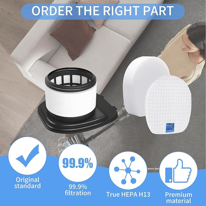 IX141 Replacement Filter for Shark Rocket Pro IX140 IX141 IX142 IZ140 IZ140C IZ141C IZ142 UZ145 Cordless Stick Vacuum,3 HEPA Filter 3 Foam & Felt Filter 1 Cleaning Brush Part # 617FJ140 & 616FJ140