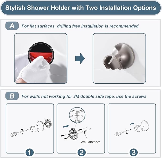 BRIGHT SHOWERS High Pressure Rain Shower Head Combo with Double Extension Arm, 8 Inch Rainfall Shower Head with Handheld Spray, Height Adjustable Dual Square Showerhead Set, Brushed Nickel