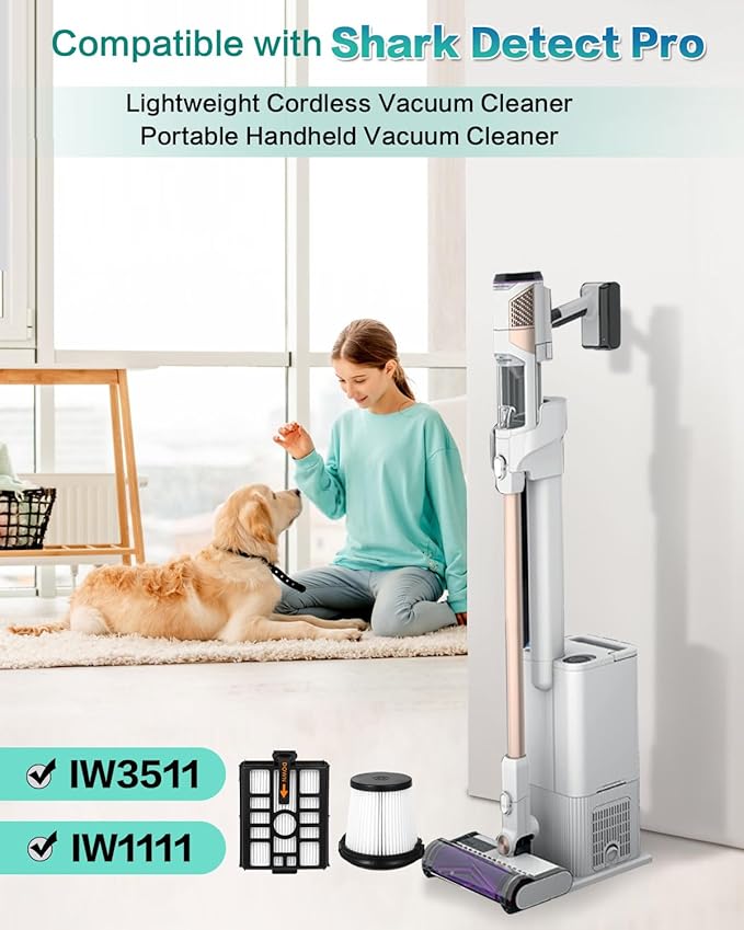 IW3511 IW3120 HEPA Filters Replacement Parts Compatible with Shark IW3511 Detect Pro Cordless Stick Vacuum Cleaner and Shark IW3120 Detect Clean Auto Empty System, IW1111, IW1120, IW3615 (2Pack)