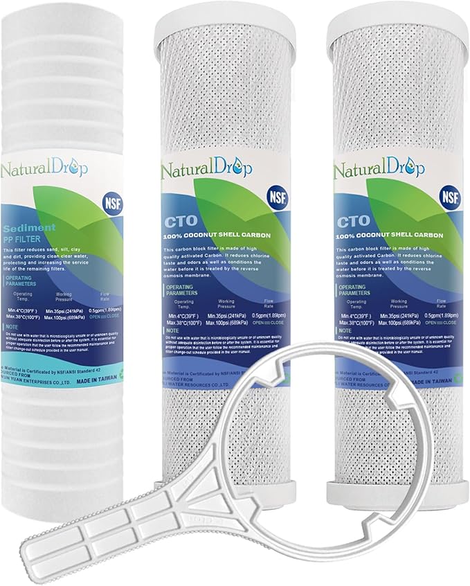 NSF Certified 3 Stage Reverse Osmosis RO Water Filters Replacement Universal 10” Water Filter System Compatible