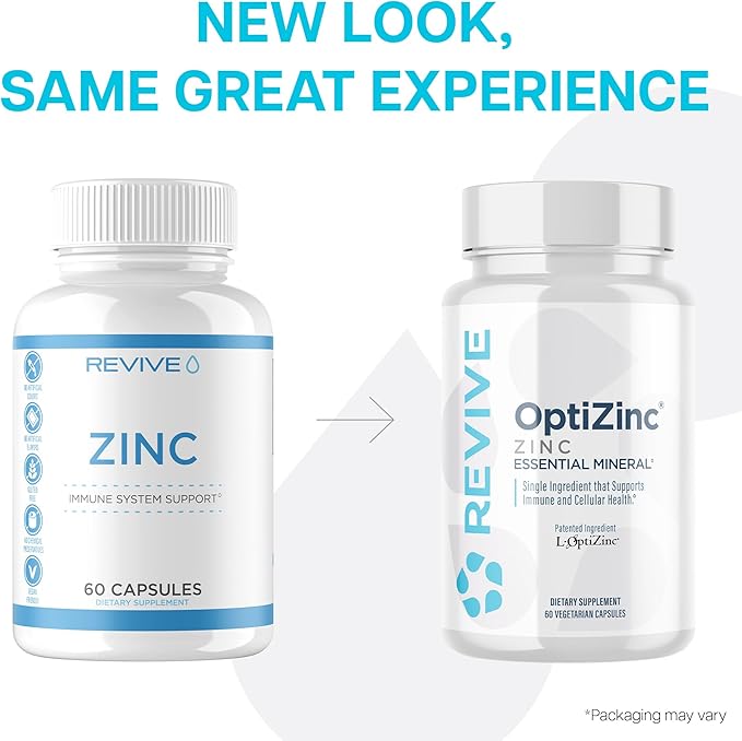 Revive MD Zinc Mineral Supplement for Men & Women - Supports Immunity & Cellular Health with 50mg OptiZinc - Antioxidant & Immune Support - 60 Capsules