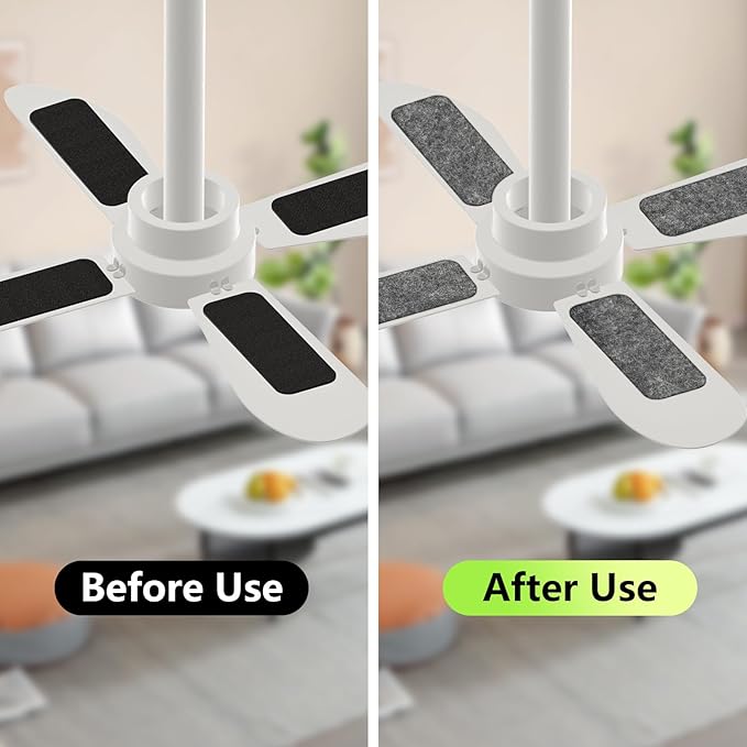 FINGUOLA 20 Pack Ceiling Fan Filters for Blades, Activated Coconut Carbon Fan Filter for Ceiling Fan, Easy-Stick Universal Air Filter for Common Household Contaminants