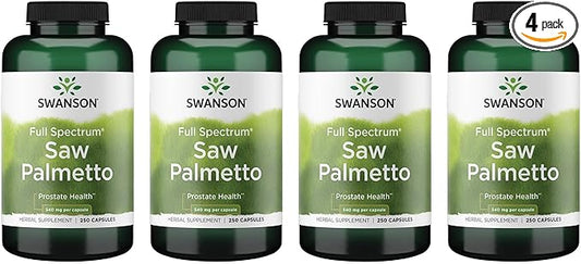 Swanson Saw Palmetto - Herbal Supplement Promoting Male Prostate Health Support - Natural Hair Supplement & Urinary Health Support (540 mg 250 Capsules) (4 Pack)