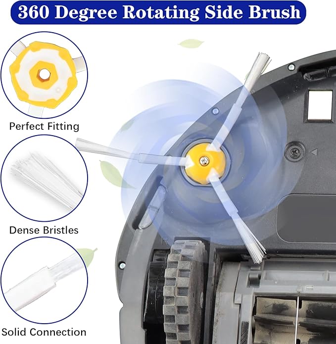 Replacement Parts fit for i-Robot Room-ba 600 Series 614 618 620 630 640 650 660 675 680 685 690 692 694 695 Vacuum Cleaner Replenishment Kit- Includes 3 Filter, 3 Side Brush &1 Bristle Brush