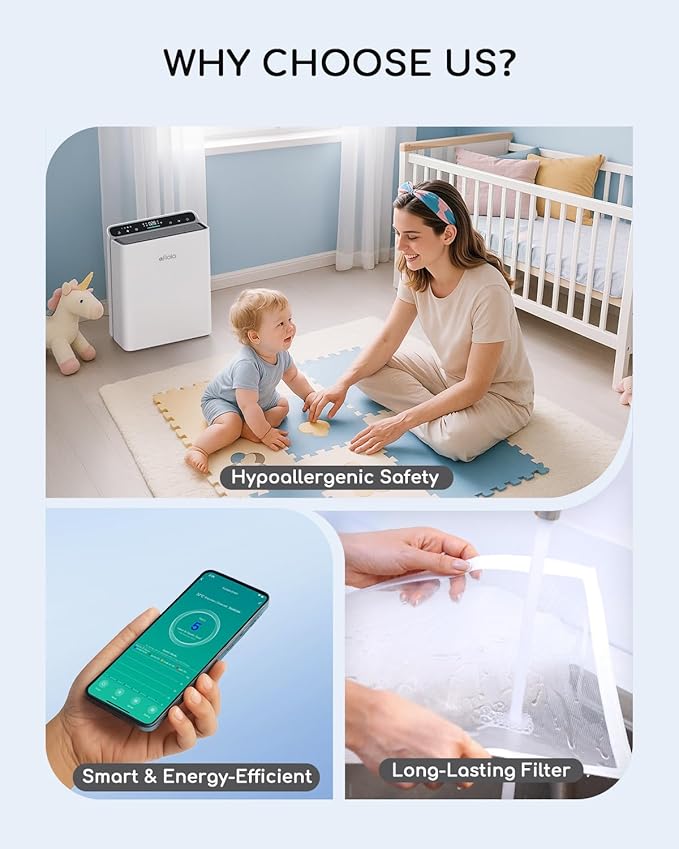 Air Purifier for Home Bedroom Large Room Up to 2000Ft²,Smart APP&Voice Control with Air Quality Sensor, Washable Pre Filter Cleaner for Pet Pollen Allergy Odor Dust Mold Smoke, Compatible with Alexa