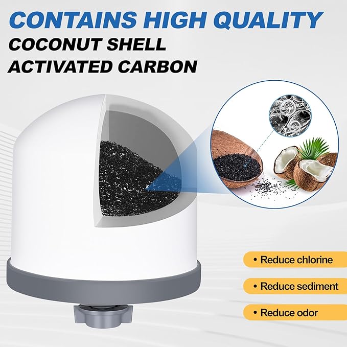 Replacement Ceramic Dome Water Filter with Coconut Shell Activated Carbon， 0.2 to 0.5 micron for Countertop Water Filter System 4PACK