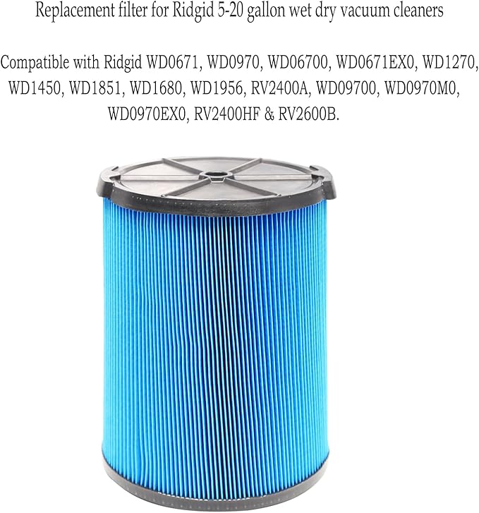 2 Pack VF5000 Filters + 4 Pack VF3502 Filter Bags + 4 Pack Foam Sleeve for Ridgid 6-20 Gallon Wet Dry Vacuum Cleaner (10 Pack)