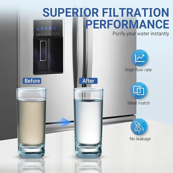 Water Filter for Samsung Refrigerator RF263BEAESG, RF261BEAESR, RF25HMEDBSR, RF263TEAESR, RS261MDRS/XAA, RH25H5611SR (all AA Included) Model Replacement - 3 PCS