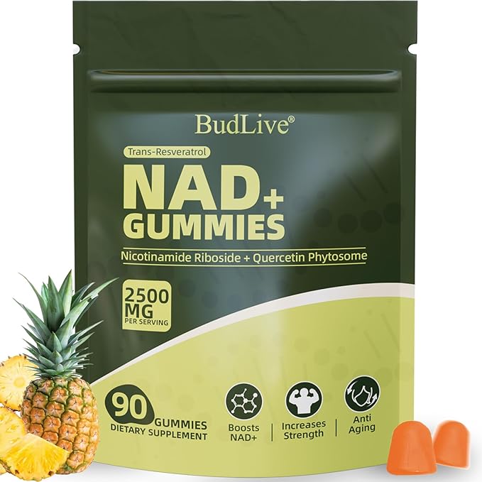NAD+ Gummies – Sugar-Free NAD Supplement with Liposomal Nicotinamide Riboside, Resveratrol & Quercetin – Anti-Aging, Cellular Energy & Health Support – Blueberry Flavor, 90 Gummies